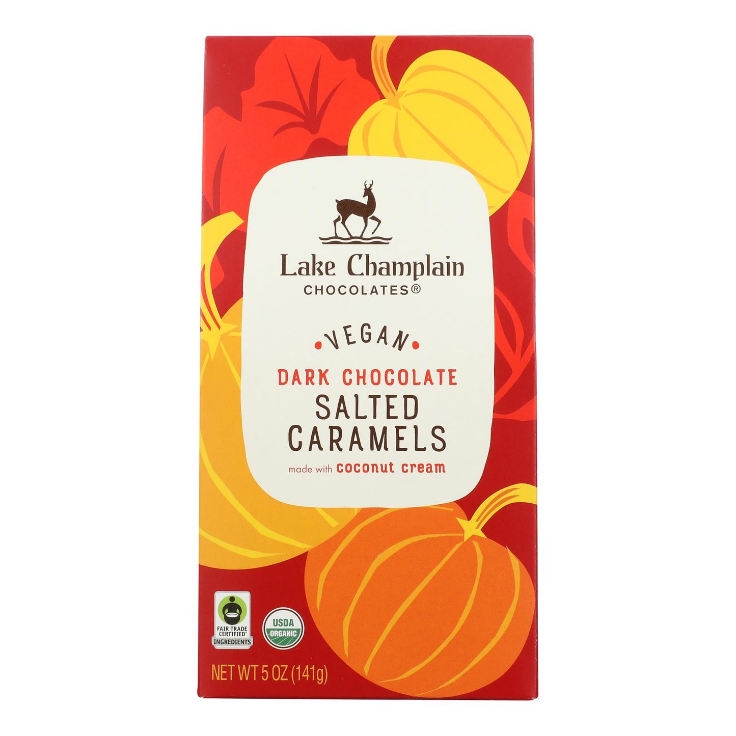 Chocolates Lake Champlain - Chocolate negro con caramelo y calabaza - Caja de 12 de 5 oz