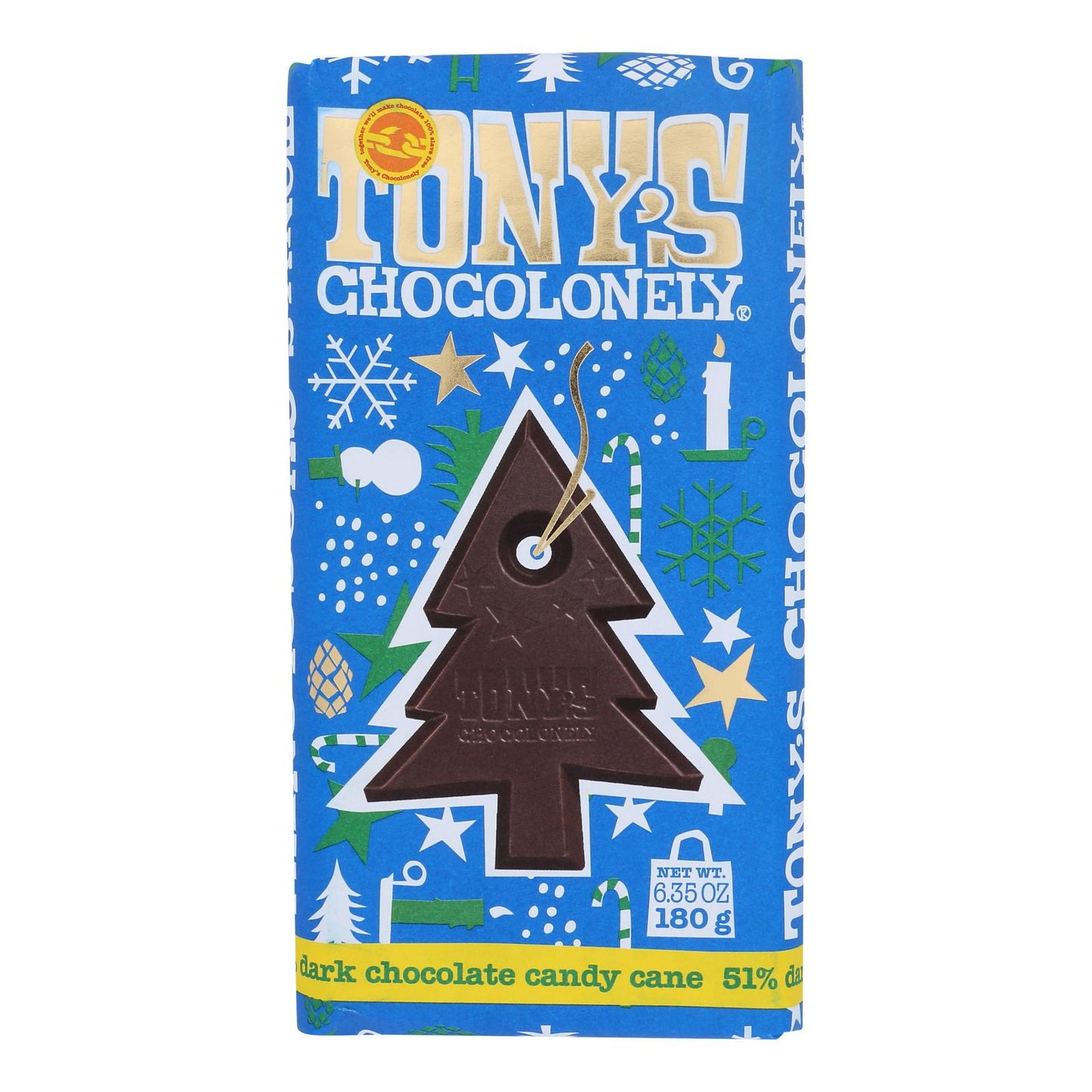 Tony's Chocolonely - Barra de chocolate Dk Candy CN 51% - Caja de 15 - 6,35 oz