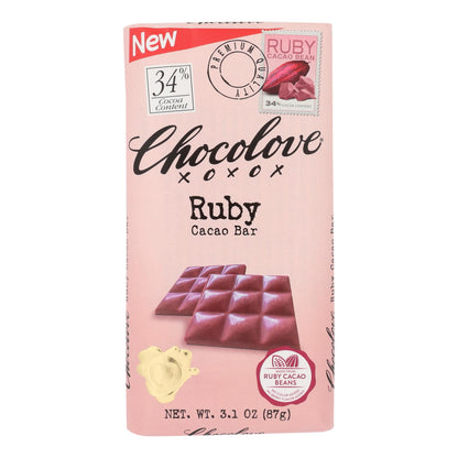 Chocolove Xoxox - Barra de cacao Ruby - Caja de 12 - 3,1 oz