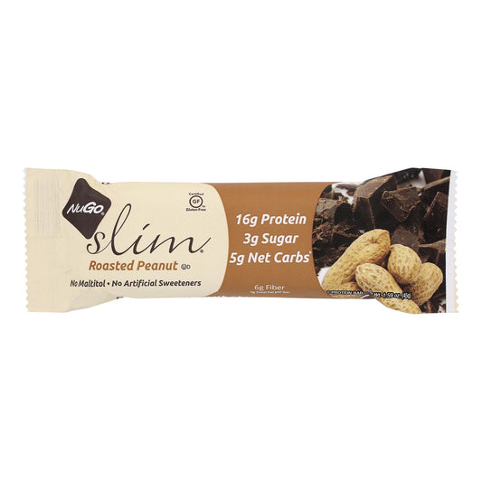 Barras de Nugo Nutrition - Slim - Maní tostado - Barras de 1,59 oz - Caja de 12