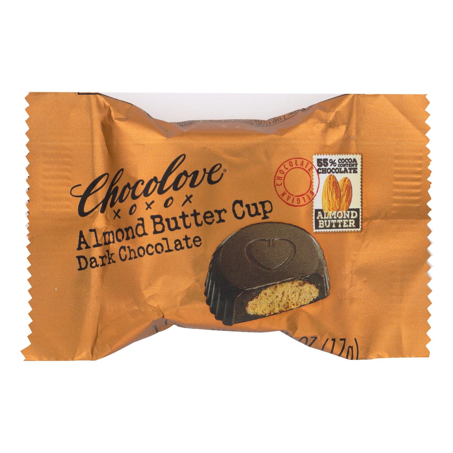 Chocolove Xoxox - Taza - Mantequilla de almendras - Chocolate negro - Caja de 50 - 0,6 oz