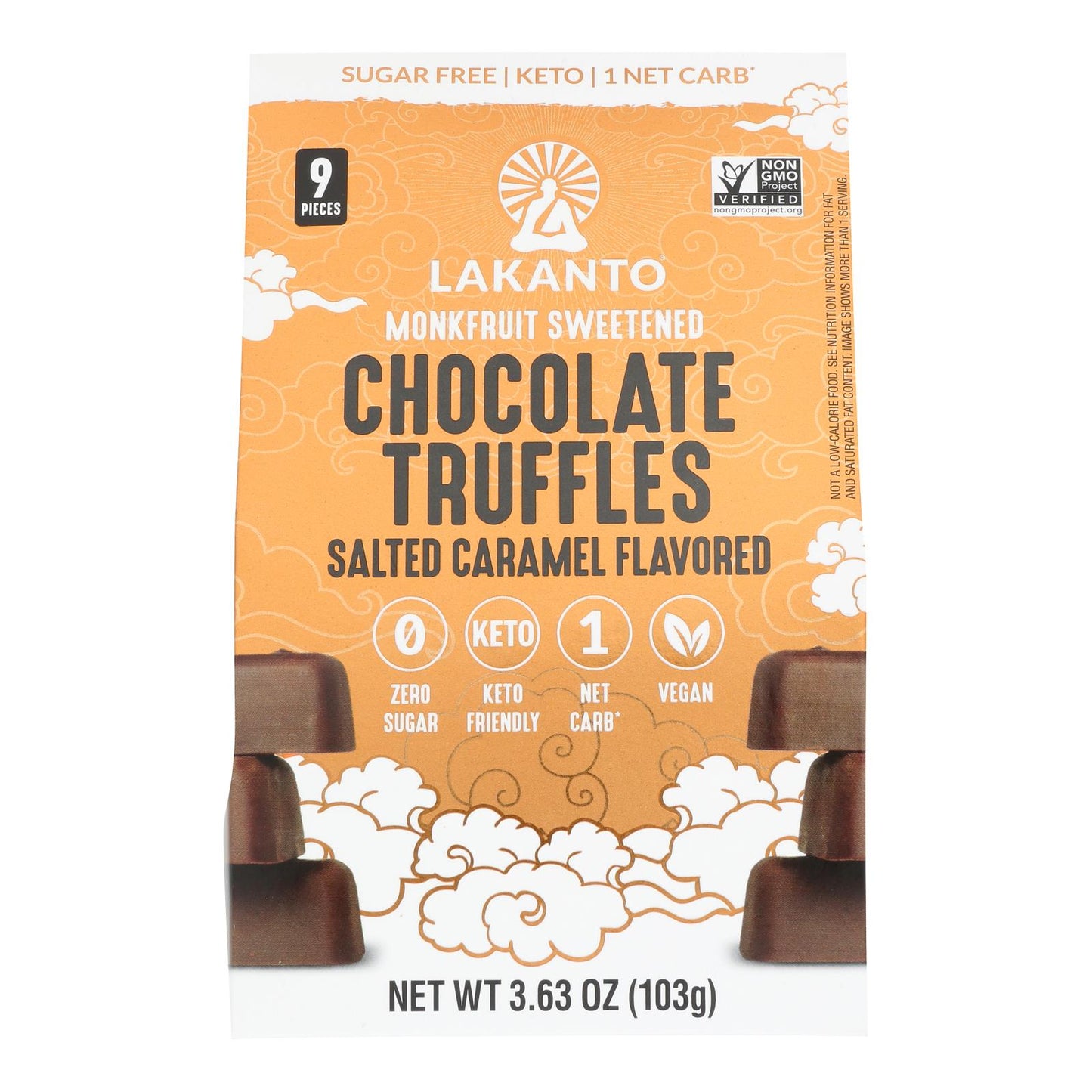 Lakanto - Trffls Keto Chocolate con caramelo salado - Caja de 10 - 3,63 oz