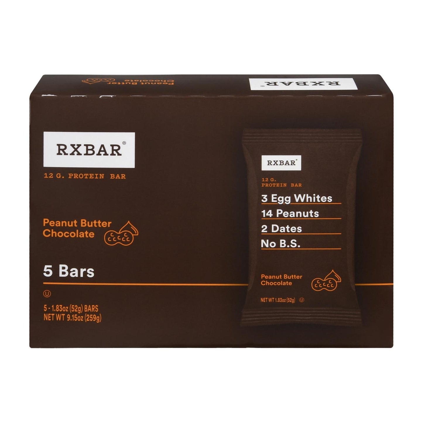 Rxbar - 蛋白质棒花生酱巧克力 - 6 盒装 - 5/1.83 盎司