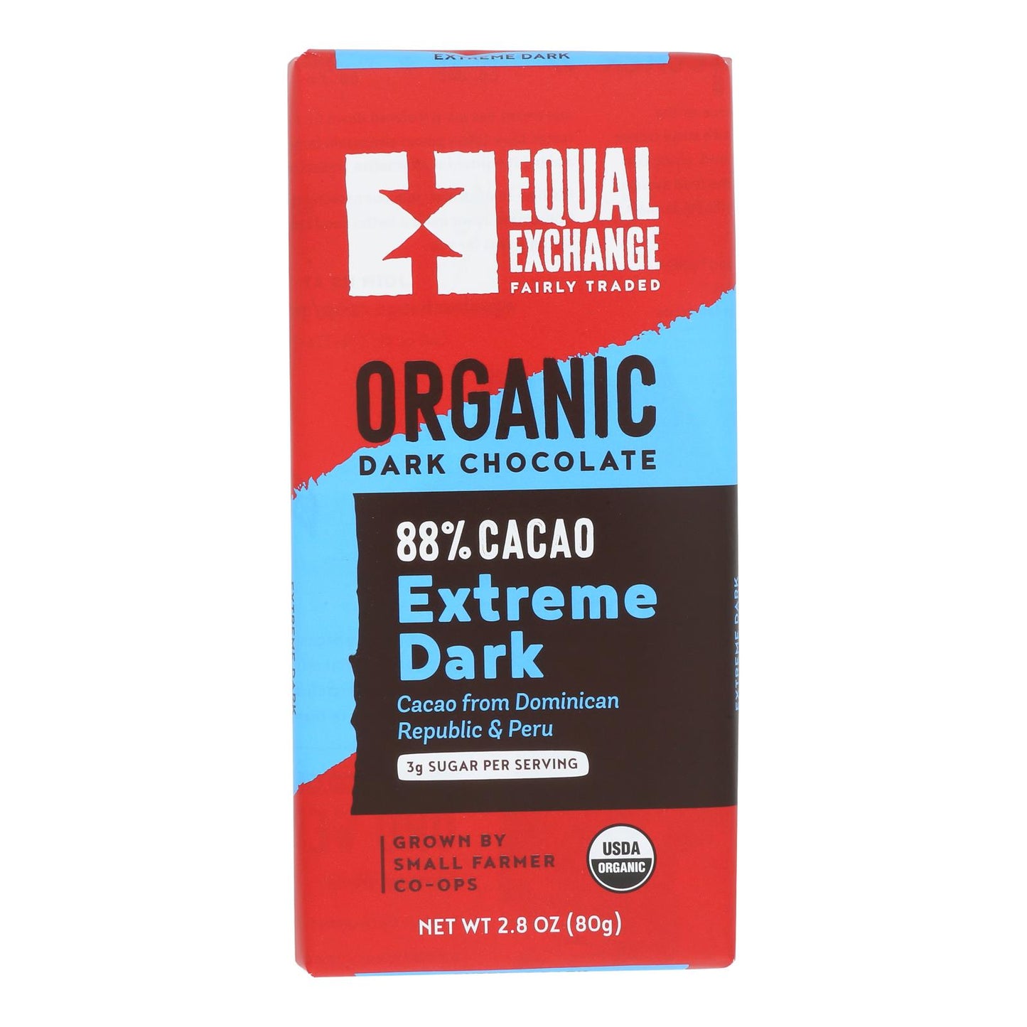 Barra de chocolate orgánico Equal Exchange - Extremadamente oscuro - Caja de 12 - 2.8 oz.