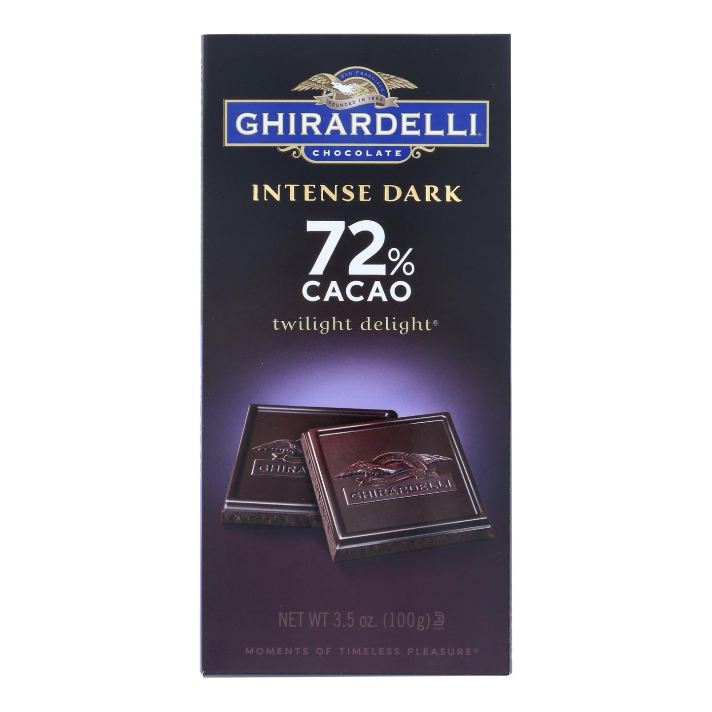 Ghirardelli 浓黑 72% 可可暮光之城巧克力棒 - 12 块一箱 - 3.5 盎司