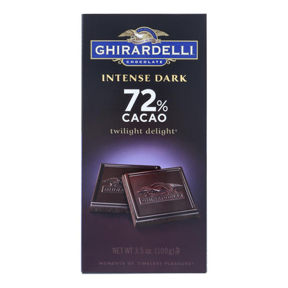 Ghirardelli 浓黑 72% 可可暮光之城巧克力棒 - 12 块一箱 - 3.5 盎司