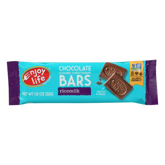 Disfruta de la vida - Barra de chocolate - Boom Choco Boom - Chocolate con leche de arroz - Sin lácteos - 1,12 oz - Caja de 24