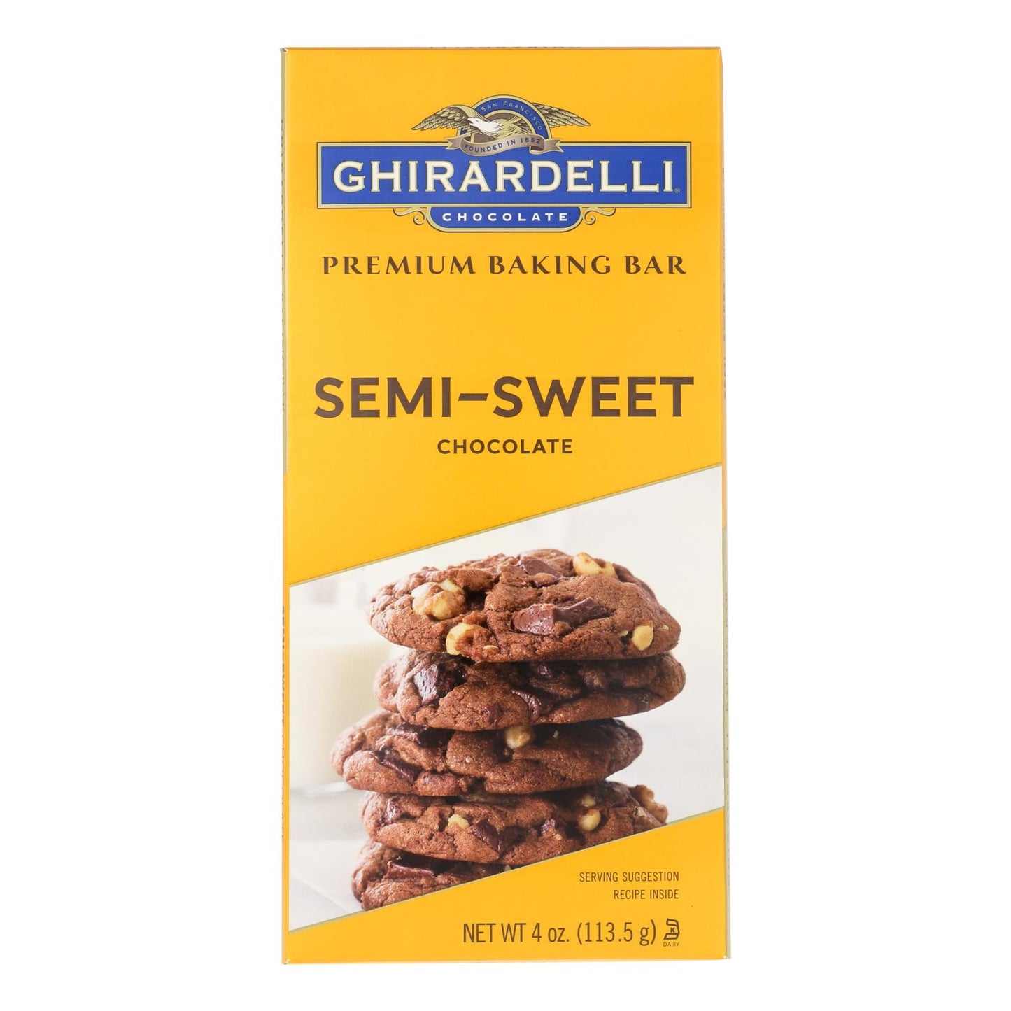 Ghirardelli 烘焙棒 - 半甜巧克力 - 12 块一箱 - 4 盎司。