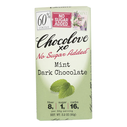 Chocolove - Barra de chocolate negro con menta Xo - Caja de 12 - 3,2 oz