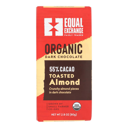 Barra de chocolate negro orgánico Equal Exchange - Almendras - Caja de 12 - 2.8 oz.