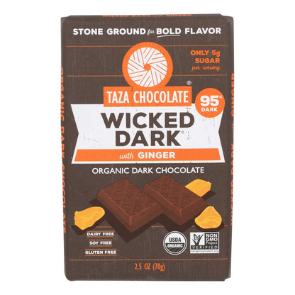 Taza Chocolate - Barra Wckd Dark Ginger 95% - Caja de 10 - 2.5 Oz