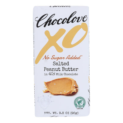 Chocolove - Barra de chocolate con leche y mantequilla de maní salada Xo - Caja de 10 - 3,2 oz
