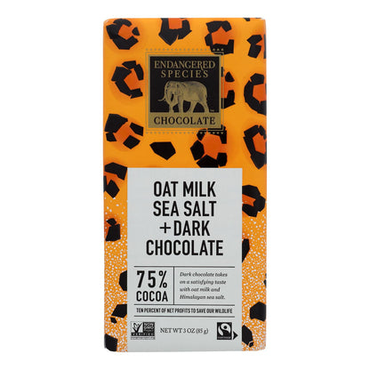 Chocolate de especies en peligro de extinción - Chocolate negro Hmln Slt. Leche de avena - Caja de 12 - 3 oz