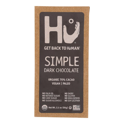 Hu - Barra de chocolate negro simple - Caja de 12 - 2,1 oz