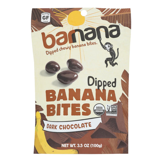 Barnana Chewy Banana Bites - Chocolate orgánico - Caja de 12 - 3,5 oz.