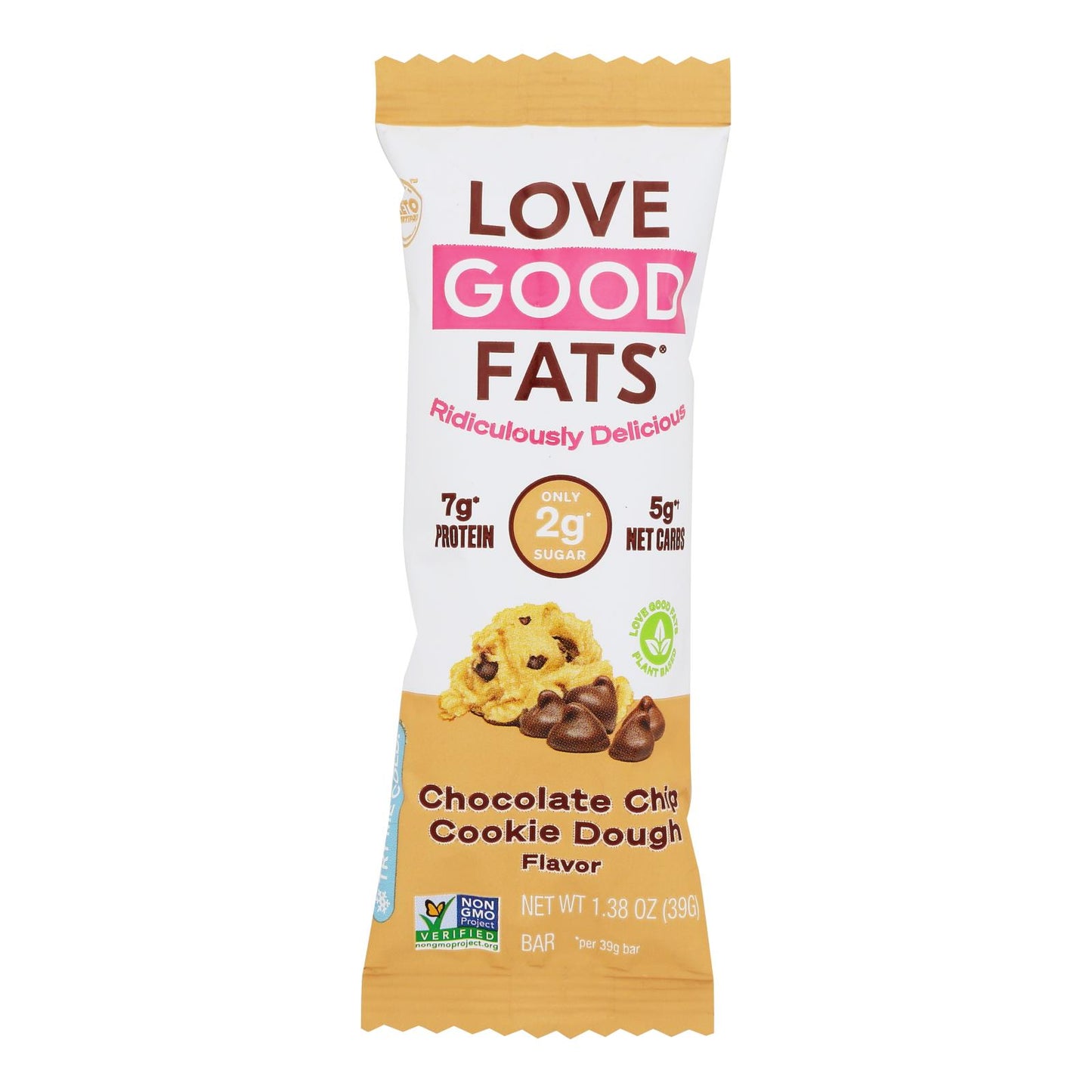 Love Good Fats - Barra de galleta con chispas de chocolate Dgh - Caja de 12 - 1.38 oz