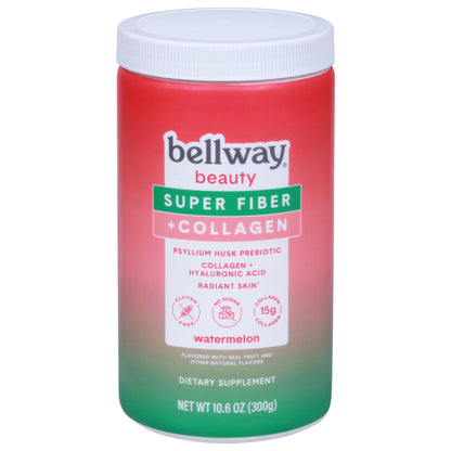 Bellway - Super Fiber + Collagen Powder Sandía - Caja de 4 - 10,6 onzas