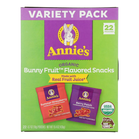 Snack de frutas orgánicas de Annie's Homegrown, paquete de 2 variedades, 22 unidades, caja de 6, 15,4 onzas