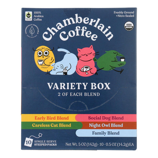 Café Chamberlain - Café orgánico de goteo en caja de 10 unidades - Caja de 12-5 onzas