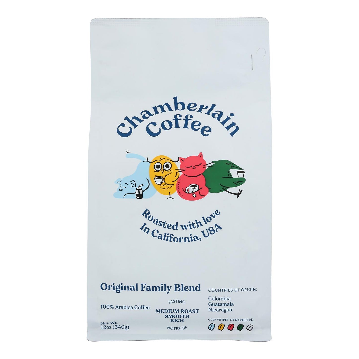 Café Chamberlain - Café molido orgánico original, mezcla familiar - Caja de 12 - 12 onzas