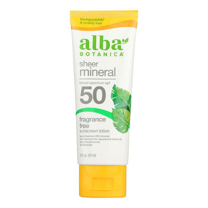 Alba Botanica - 防晒乳液矿物配方 Spf 50 - 1 件 - 3 液量盎司