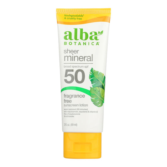 Alba Botanica - 防晒乳液矿物配方 Spf 50 - 1 件 - 3 液量盎司