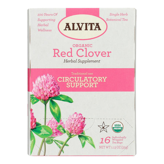 Alvita - Té orgánico de 2 hierbas con trébol rojo - 1 unidad - 16 bolsas