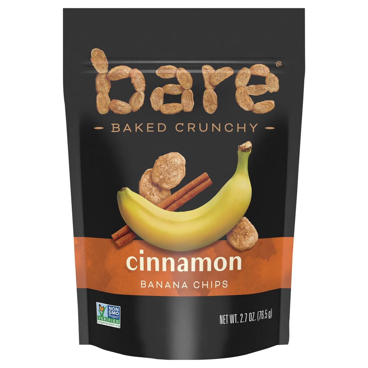 Bare Fruit - Chips de plátano y canela - Caja de 12 - 2,7 onzas