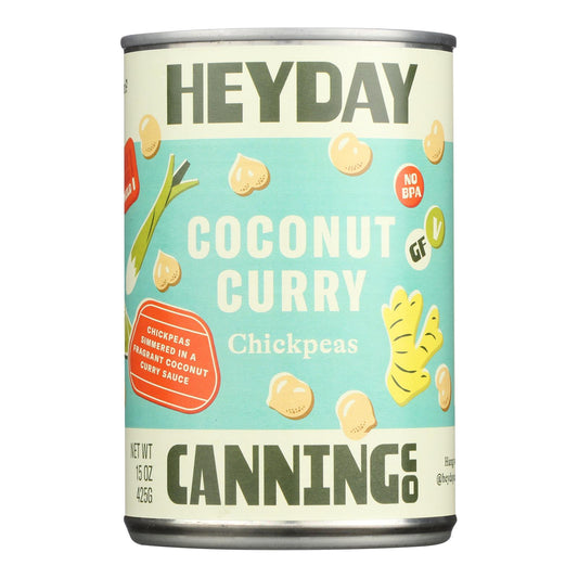 Heyday Canning Company - Garbanzos con curry de coco suave - Caja de 6 - 15 onzas