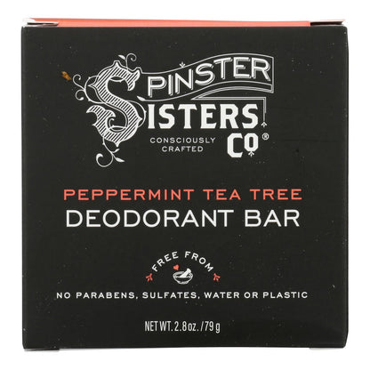 Desodorante en barra con sabor a menta y árbol de té de Spinster Sisters Company, 1 unidad, 2,8 onzas