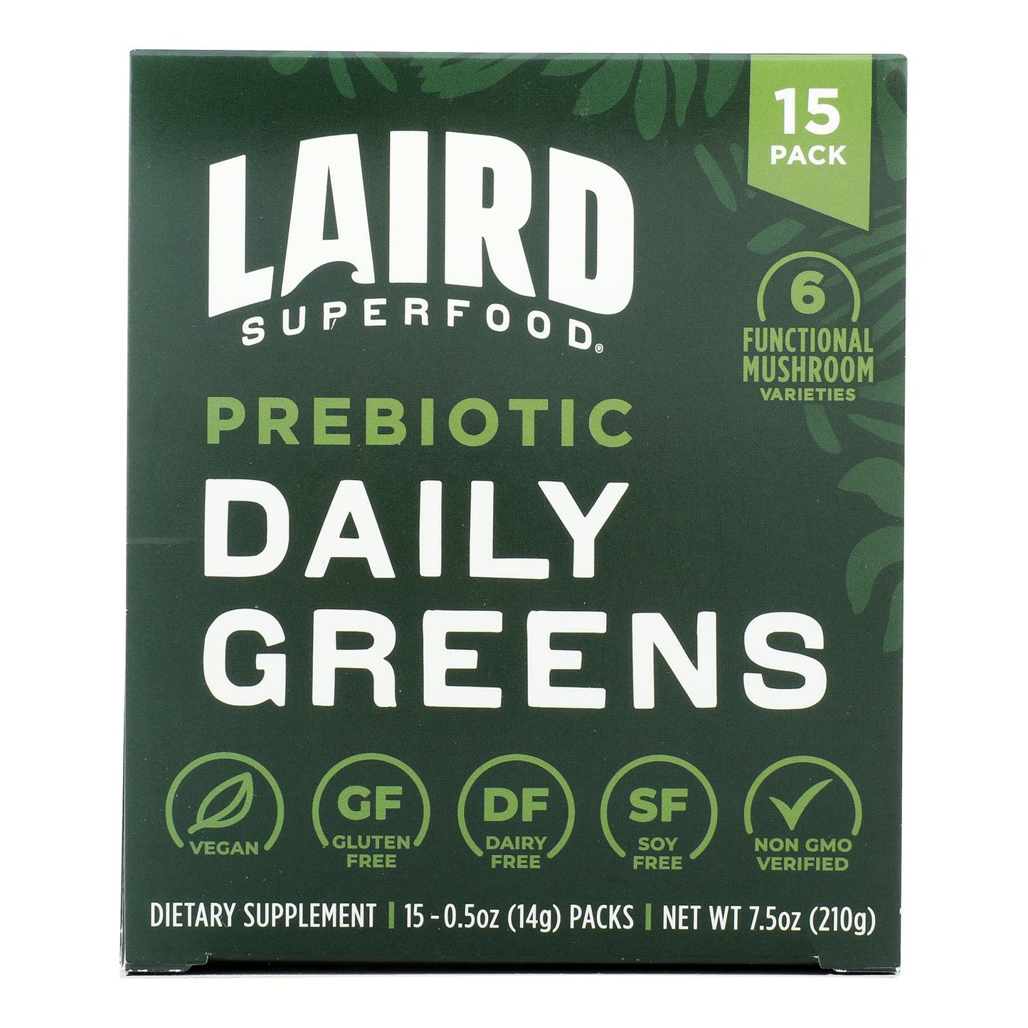 Laird Superfood - Daily Greens 益生元 15 粒 - 6-7.5 盎司一箱