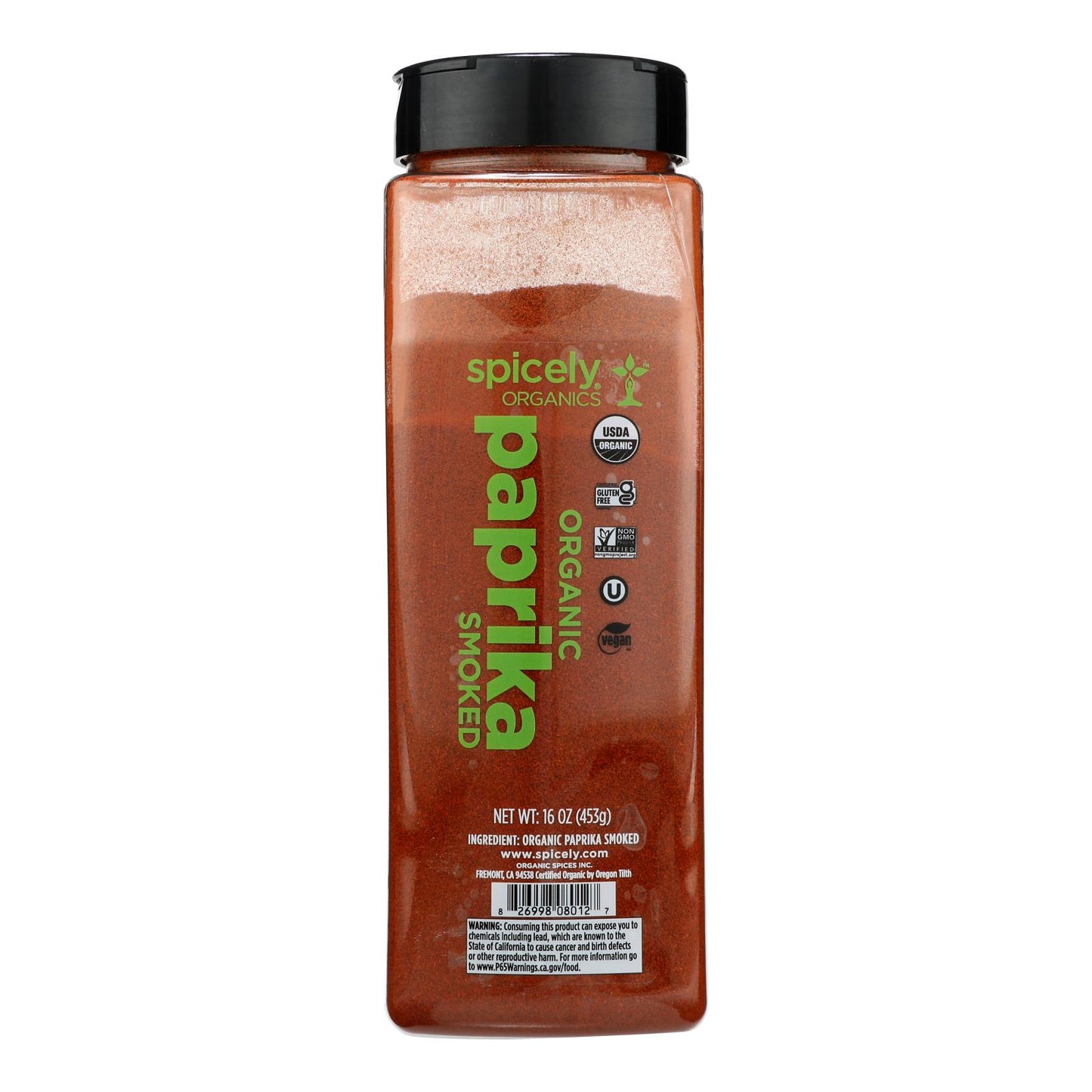 Pimentón orgánico ahumado de Spicely Organics, caja de 2 unidades de 16 onzas