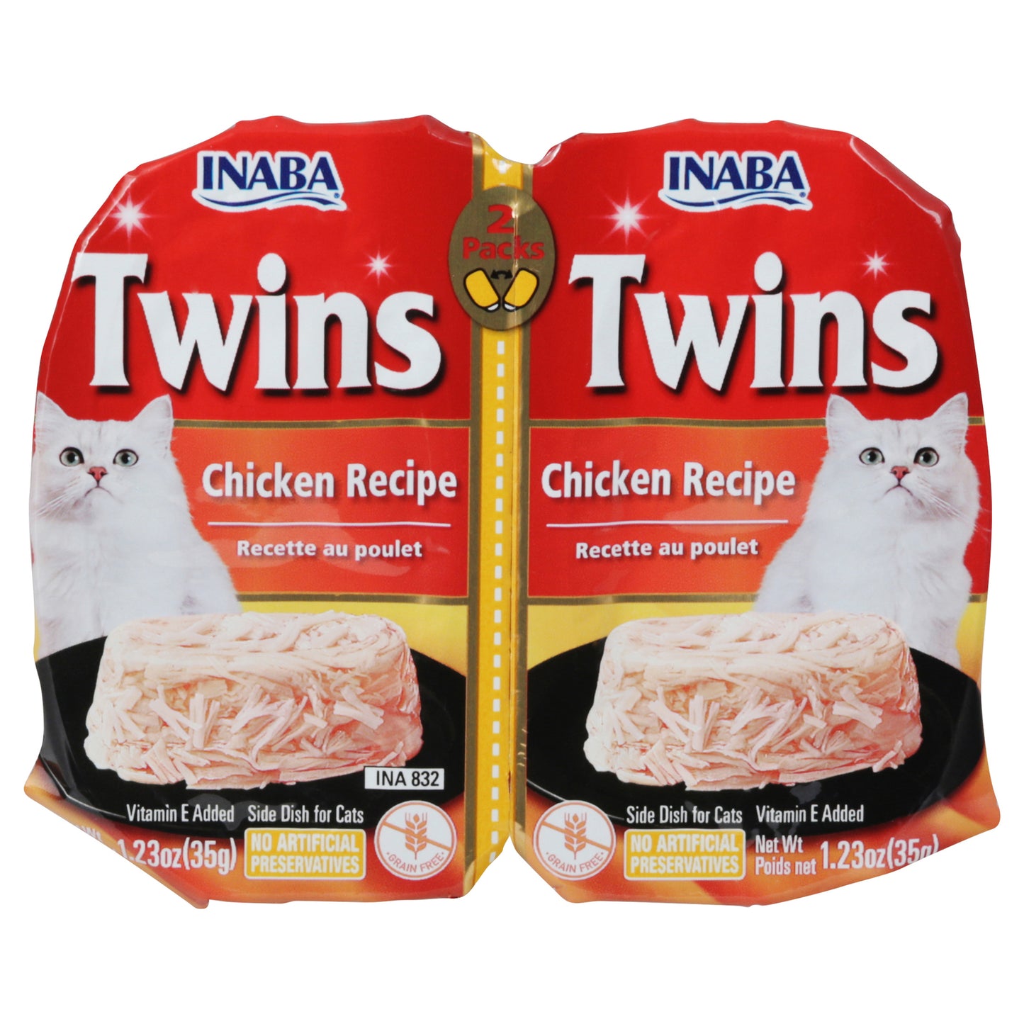 Inaba - Comida para gatos con pollo en tazas gemelas - Caja de 8 - 2,46 onzas