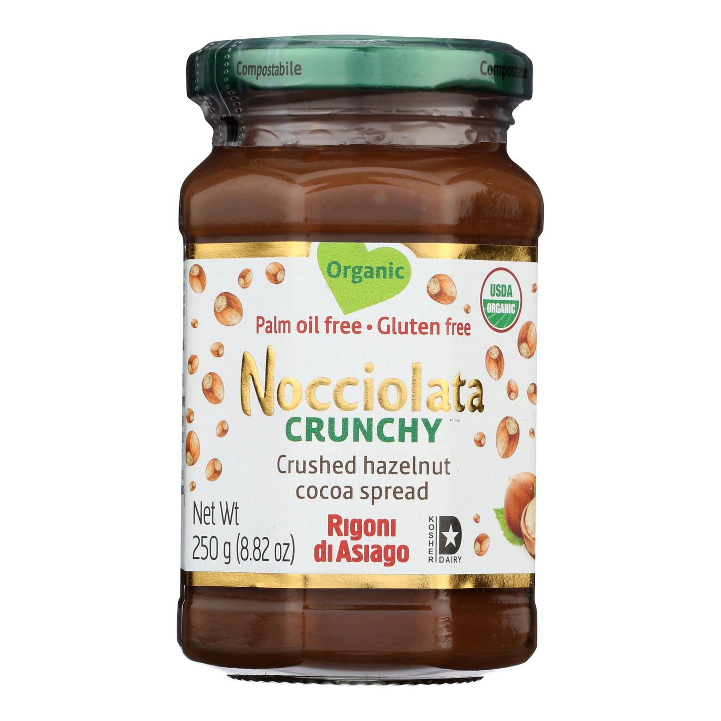 Nocciolata - Crema de cacao y avellanas orgánica crujiente - Caja de 6 - 8,82 onzas