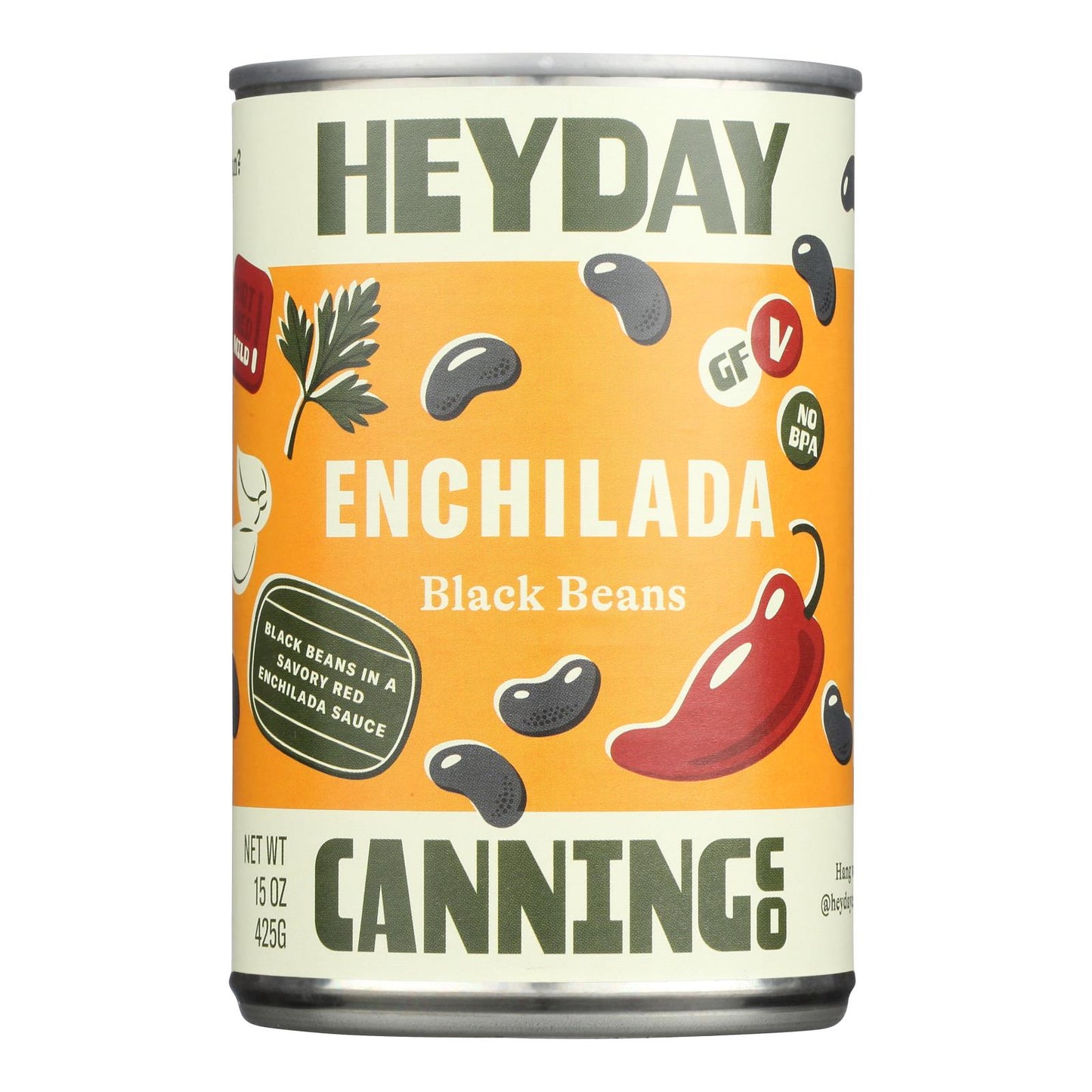 Heyday Canning Company - Frijoles negros enchilados suaves - Caja de 6 - 15 onzas