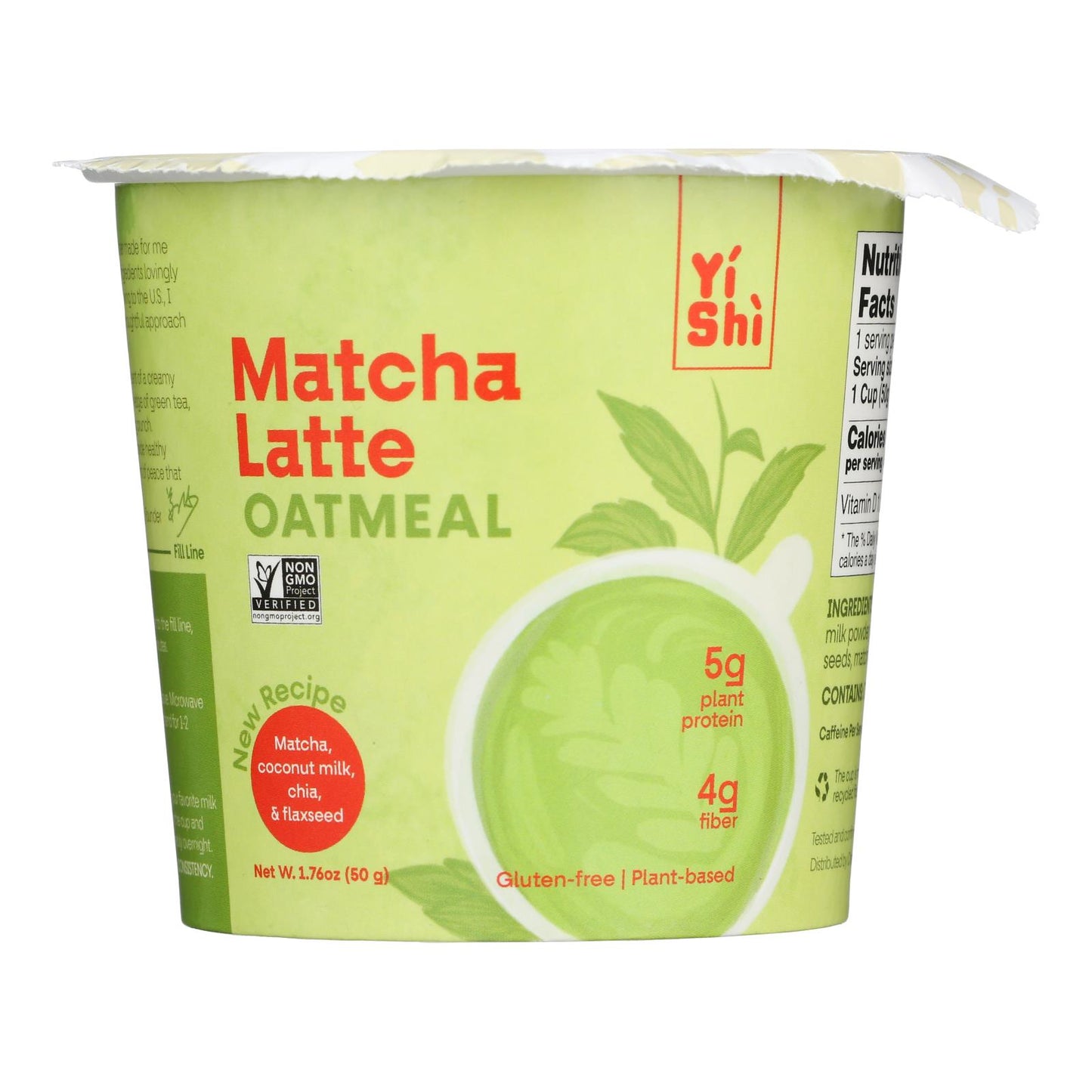 Yishi - Taza de avena con matcha latte - Caja de 6 - 1,76 onzas