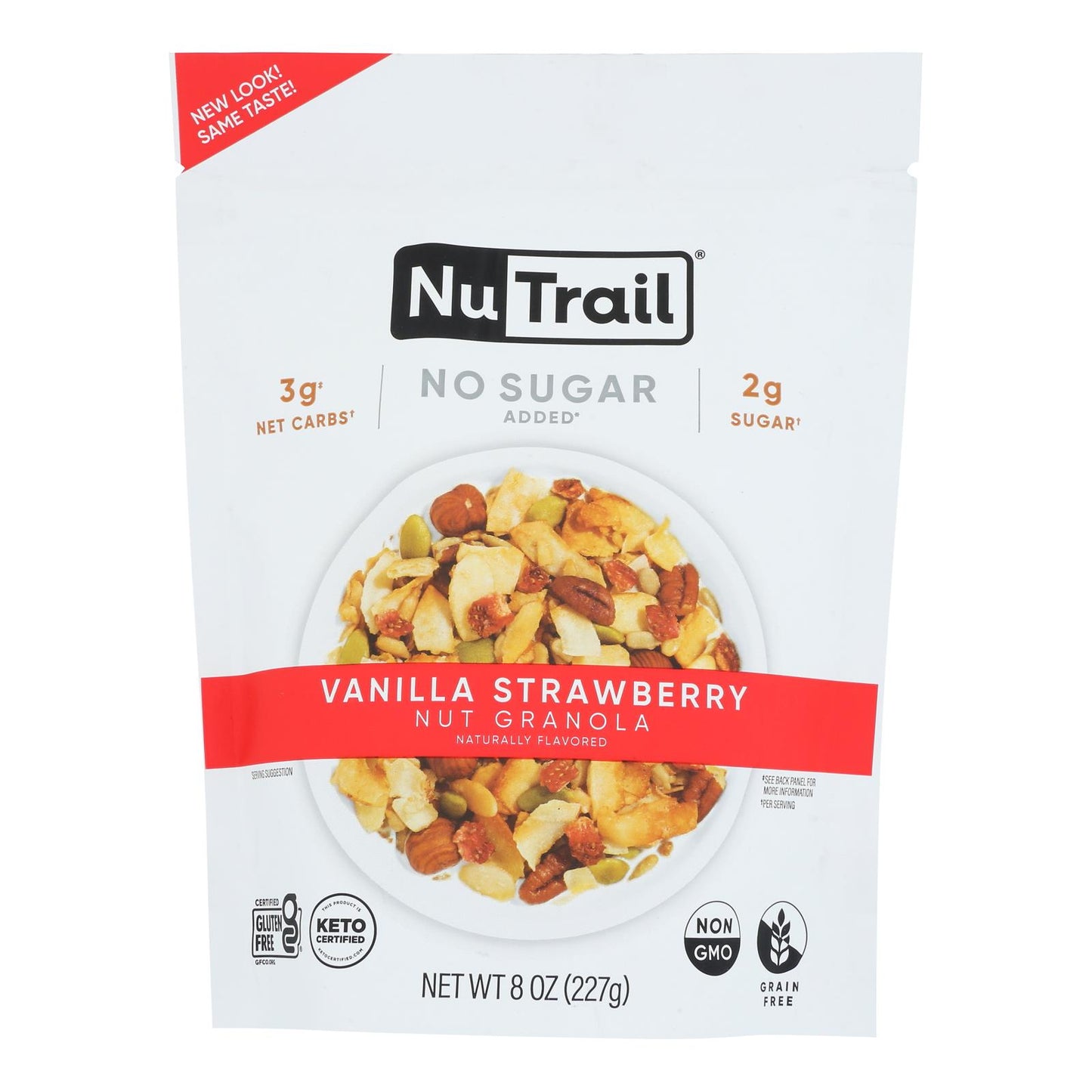 Nutrail - Granola cetogénica de vainilla y fresa - Caja de 6 a 8 onzas