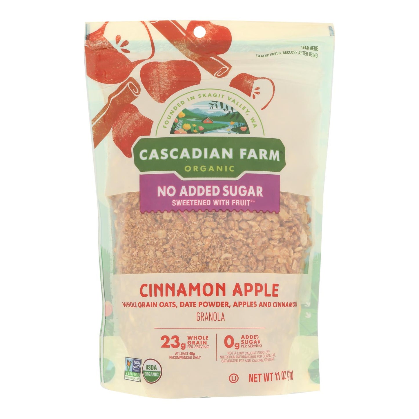 Cascadian Farm - Granola orgánica con canela y manzana - Caja de 4 - 11 onzas