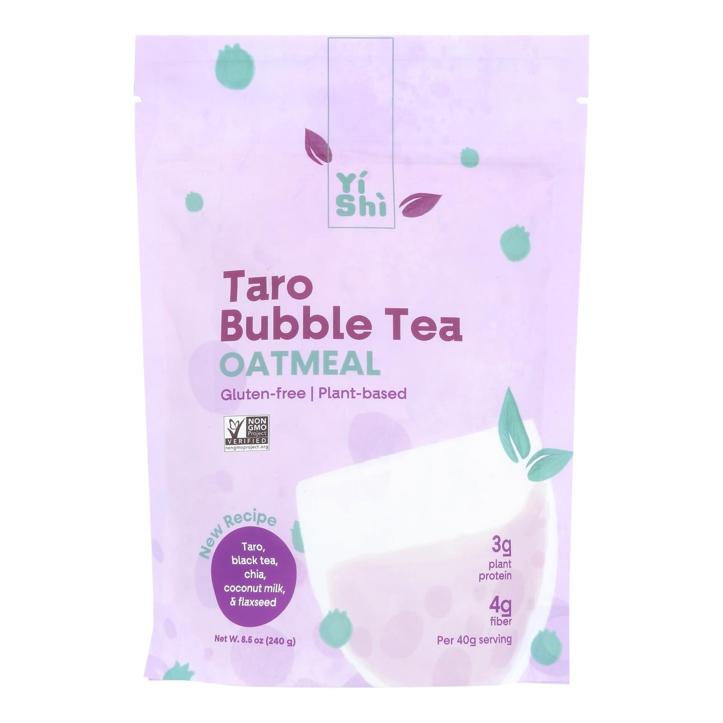 Yishi - Té de burbujas de avena y taro - Caja de 5 a 8,5 onzas