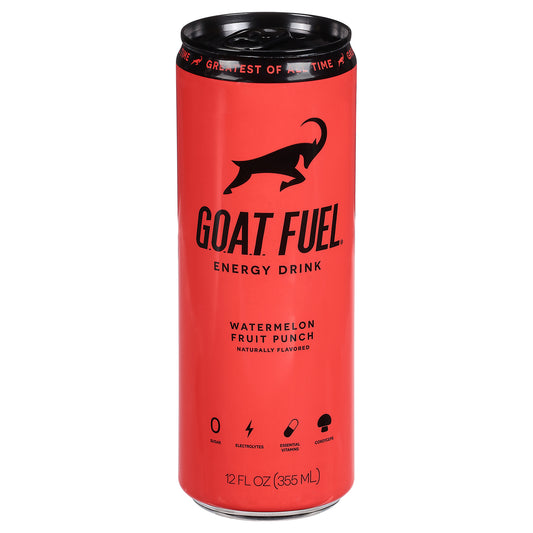 Goat Fuel - Bebida energética con sabor a ponche de sandía - Caja de 12 - 12 onzas líquidas