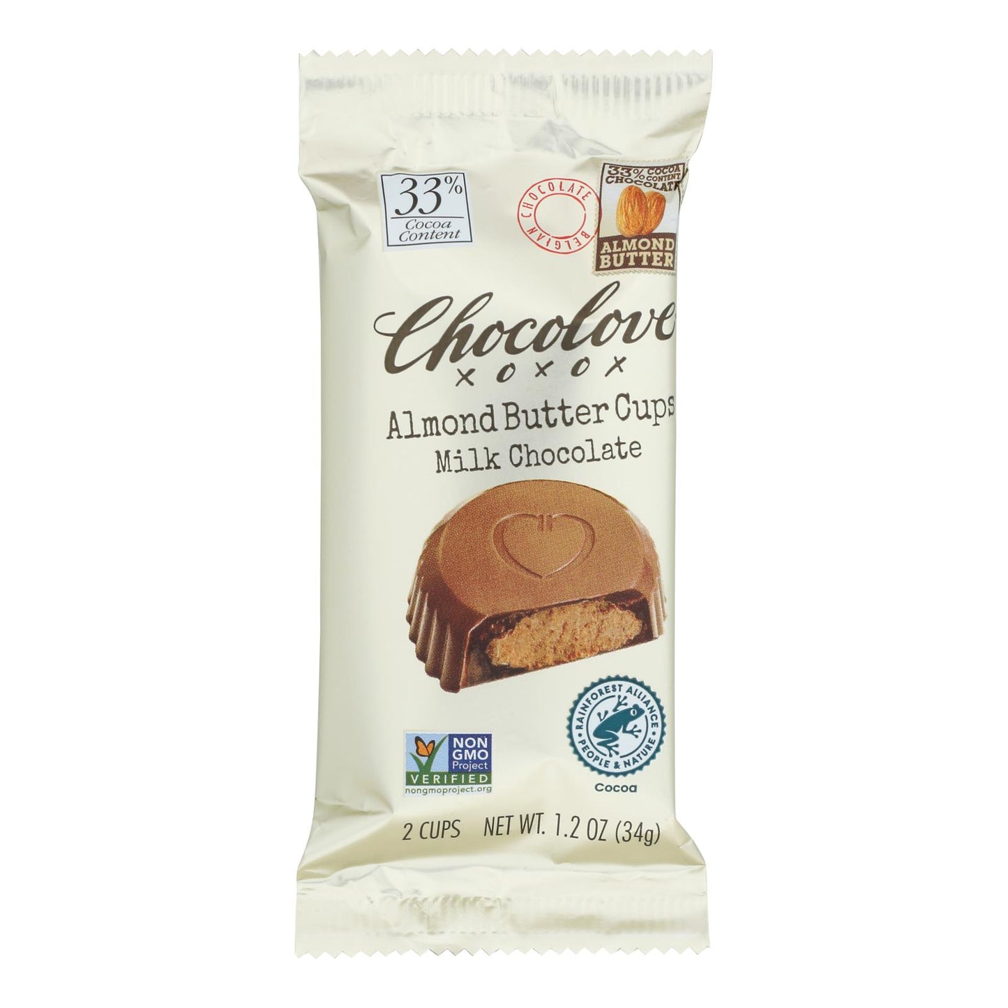 Chocolove - Chocolate con leche y mantequilla de almendras en taza - Caja de 10 - 1.2 onzas