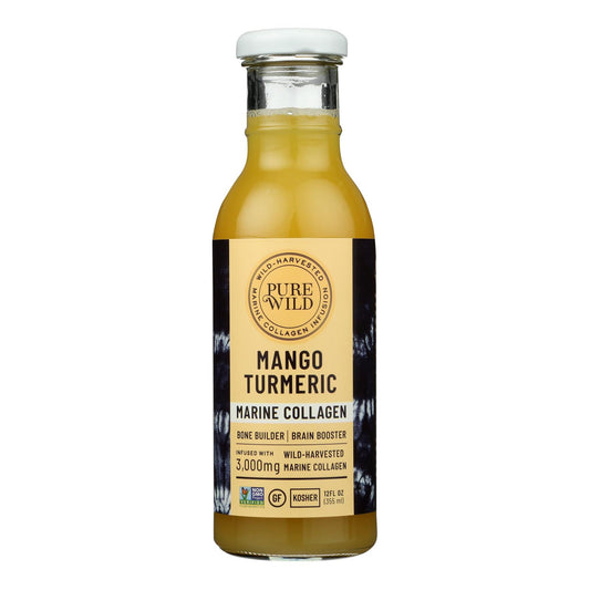 Purewild - Colágeno marino con mango y cúrcuma - Caja de 12 - 12 onzas líquidas