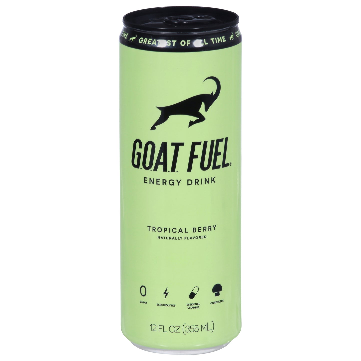 Goat Fuel - Bebida energética con sabor a frutos del bosque tropicales - Caja de 12 onzas líquidas