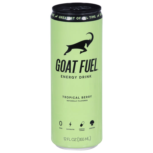 Goat Fuel - Bebida energética con sabor a frutos del bosque tropicales - Caja de 12 onzas líquidas
