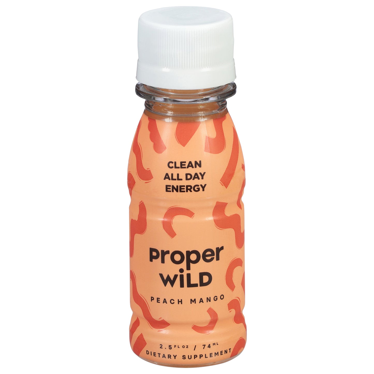 Bebida energética Proper Wild con sabor a melocotón y mango, caja de 12, 2,5 onzas líquidas