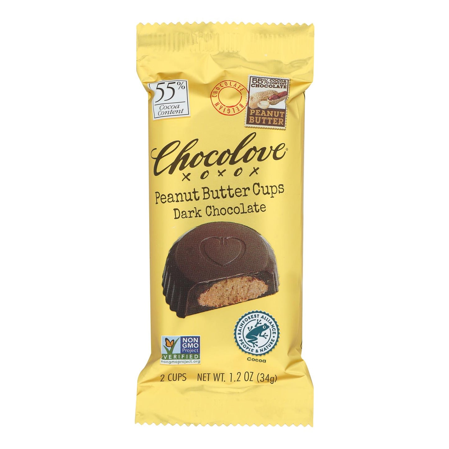 Chocolove - Taza de mantequilla de maní y chocolate amargo - Caja de 10 - 1.2 onzas