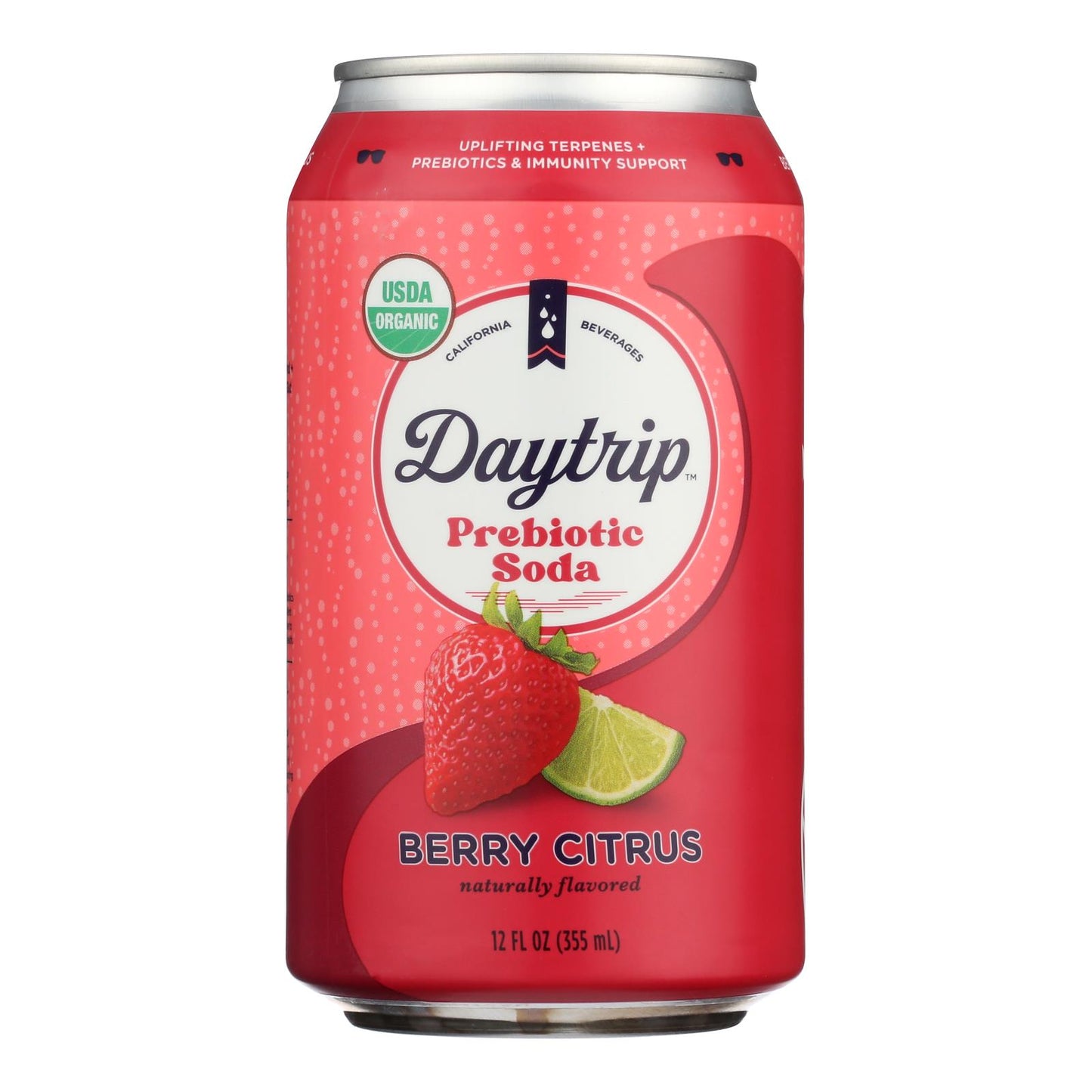 Bebidas Daytrip - Refresco orgánico prebiótico de frutos rojos y cítricos - Caja de 12 onzas líquidas