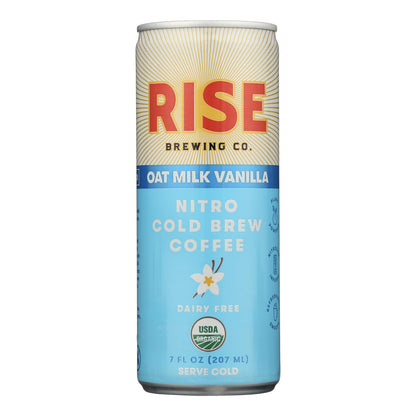 Rise Brewing Company - Leche de avena orgánica con sabor a vainilla y café frío - Caja de 12-7 onzas líquidas