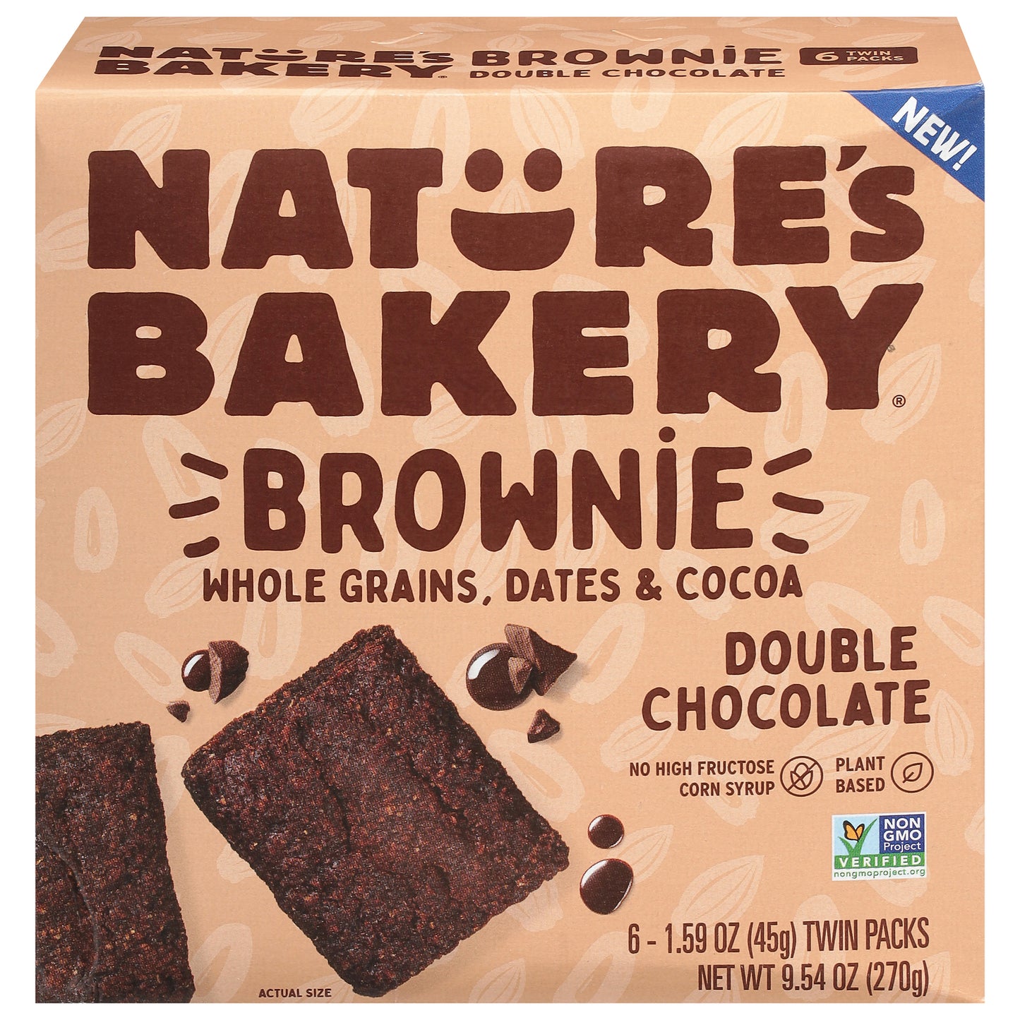 Nature's Bakery - Brownie de chocolate doble, paquete de 6, caja de 6, 9,54 onzas