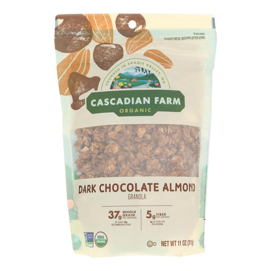 Cascadian Farm - Granola orgánica de chocolate negro y almendras - Caja de 4 - 11 onzas